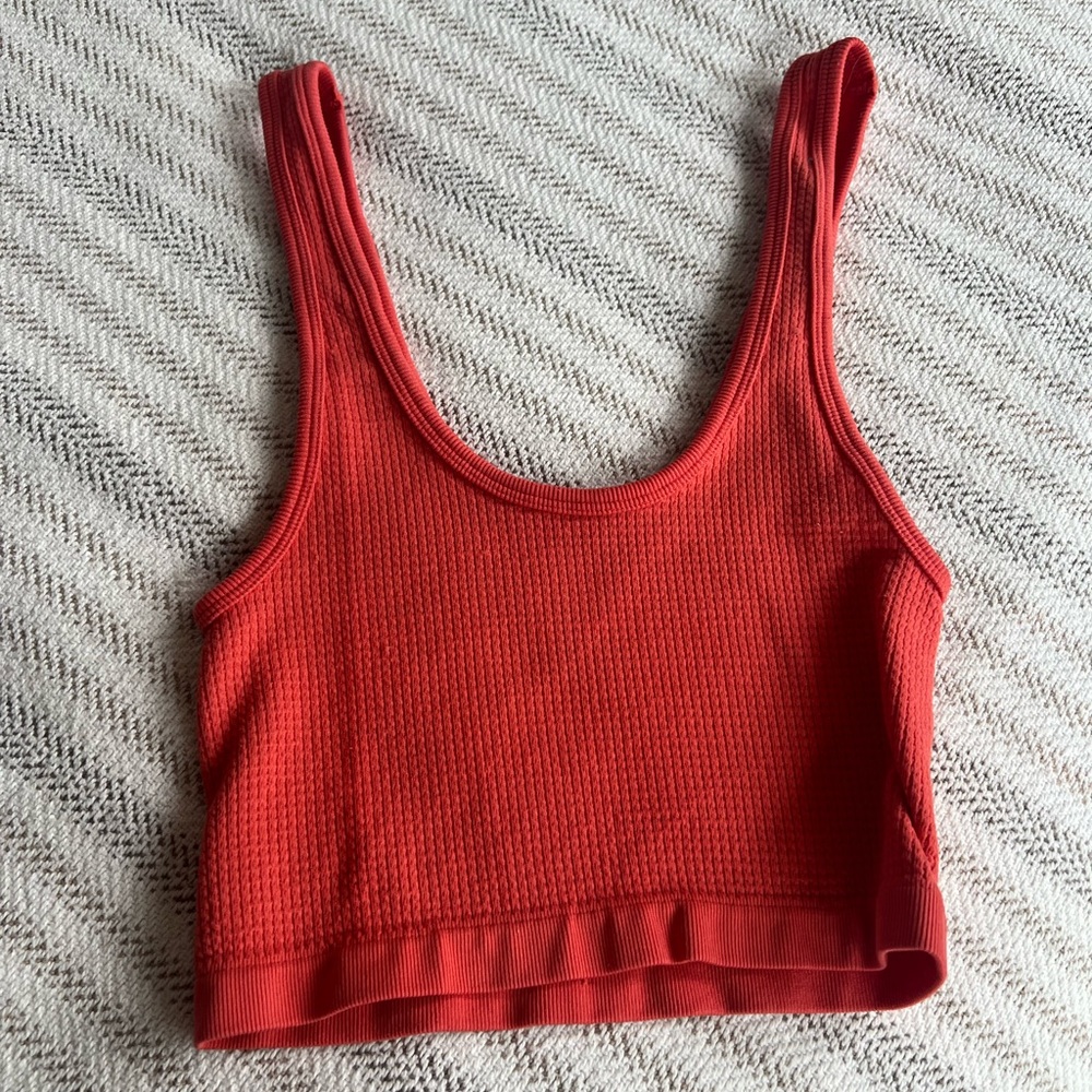 Red Textured Crop Top